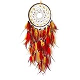 SOYUZU Orange and Red Dream Catcher Feather Dream Catchers Wall Decor Handmade Dreamcatcher Wall Hanging Ornament for Bedroom Living Room Home Decor