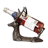 Dibor Wine Bottle Holder Storage Rack Countertop Cast Iron Freestanding Stag Deer Winter Wedding Anniversary Christmas Wine Gift