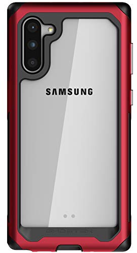 Ghostek Atomic Slim Galaxy Note 10 Clear Case with Super Space Metal Bumper Design Military Grade Aluminum Heavy Duty Protection Wireless Charging Compatible 2019 Galaxy Note10 5G (6.3 Inch) - (Red)