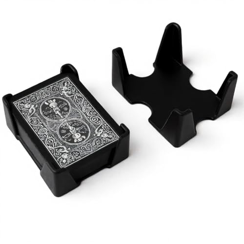 Playing Card Deck Holder, 3D Printed, Fits Standard 2.5 x 3.5 inch Poker Cards, Black and White (Black, Double Deck)