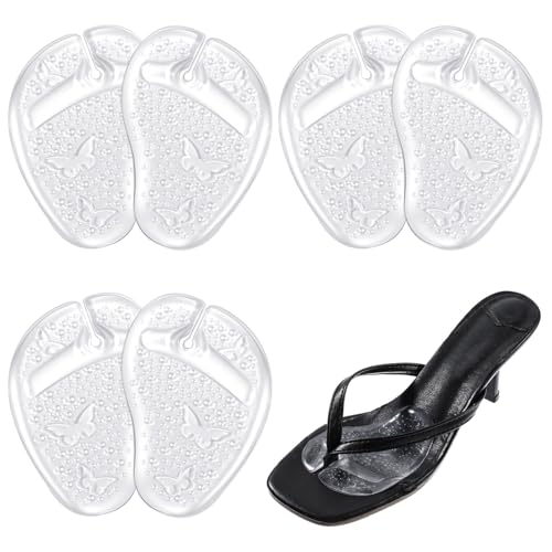 Image of 6Pcs Gel Metatarsal Pads for Thong Sandals Toe Protectors, Soft Reusable Forefoot Cushion Inserts for Flip Flop, Self-Adhesive Non Slip Shoe Cushion Inserts for Metatarsal Support Pain Relief