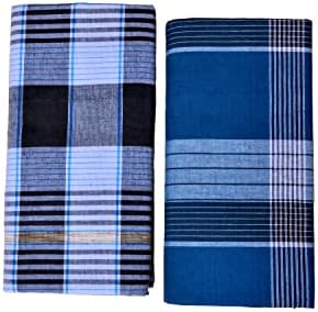 RETRO 100% Pure Cotton Checkered Lungi For Men (2.00 Meters - 2.25 Meters - 2.50 Meters) (Pack Of 2) (Stitched - Unstitched Lungi's Available)