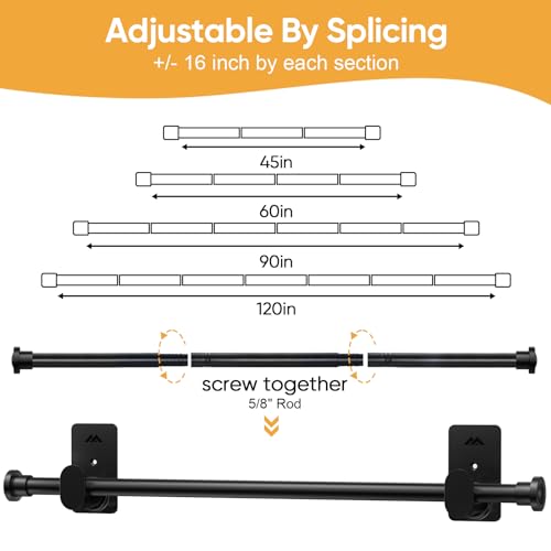 SIMEWIN No Drill Curtain Rods No Drilling for Windows 30 to 90 Inches,5/8 Inch Diameter No Drill Small Curtain Rod Set with 3M Adhesive Brackets, Black by SIMEWIN - Image 4