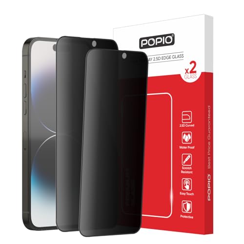 Image of POPIO Xtreme Privacy Pack of 2 Tempered Glass for iPhone 14 Pro Max | 9H Hardness, Edge-to-Edge Coverage, Anti-Scratch, Anti-Spy