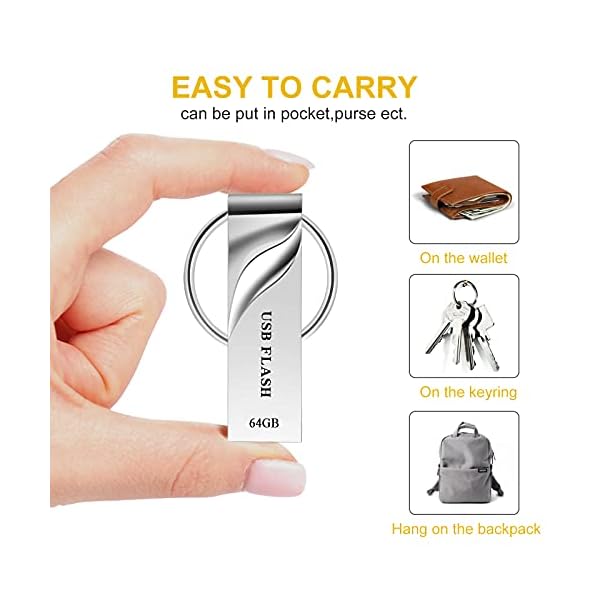 Fondrim USB Stick 64GB Wasserdicht Speicherstick USB-Flash-Laufwerk Robust USB-Stick Memory Stick mit Schlüsselbund… – Bild 7
