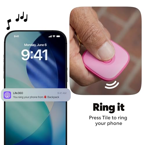 Image of Life360 Tile - Bluetooth Tracker, Keys Finder and Item Locator for Keys, Bags and More. Phone Finder. Both iOS and Android Compatible. 4-Pack (Black /Pink Punch /Navy Blaze)