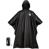 Foxelli Hooded Rain Poncho - Reusable & Durable Waterproof Raincoat for Adults