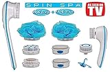 Spin Spa Body Brush in White ... (Deluxe Set 2 Handheld Units with 8 Attachments)