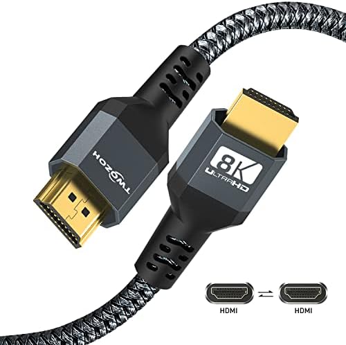 Twozoh 8K HDMI 2.1 Cable 5M, 48Gbps Certified High-Speed HDMI to HDMI Braided Cord, 8K@60Hz, 4K@120HZ&ARC for Apple TV, Roku, Fire TV, Nintendo Switch, PlayStation, PS5, Xbox One, Monitor, PC