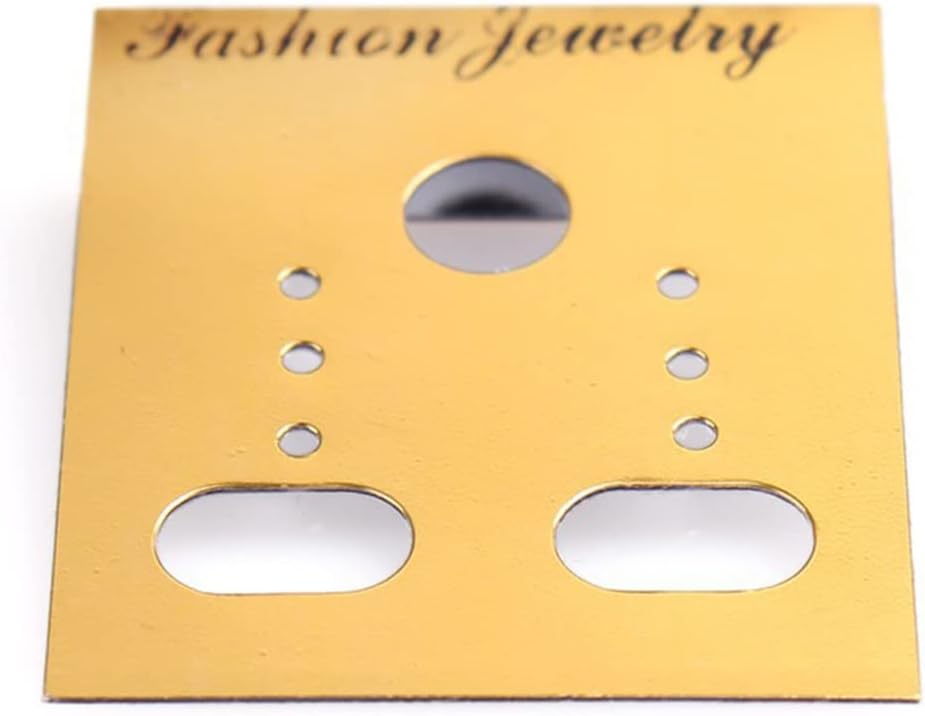 AKOAK 100 Pcs Earring Display Card, 1.2" x 1.5" Plastic Earring Card Holder, Earring Jewelry Organizer, Gold
