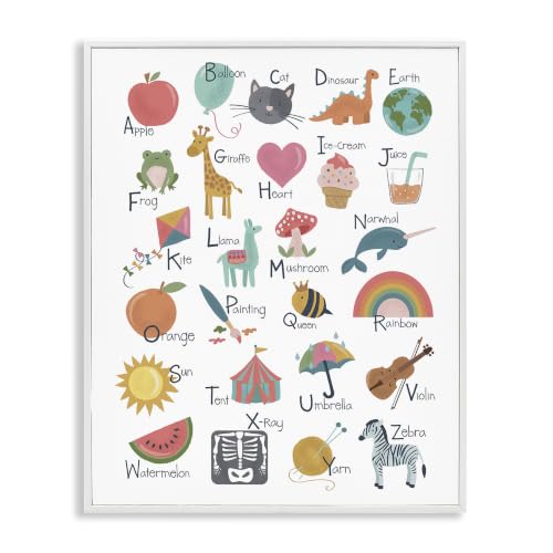 Stupell Industries Learning Alphabet Letters Various Wildlife Informative Chart, Design by Lisa Perry Whitebutton