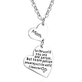 Udobuy Unique Cute Double Heart Mom I Love You Necklace,the Sweetest Mother Gift Necklace, Christmas Gifts Jewelry