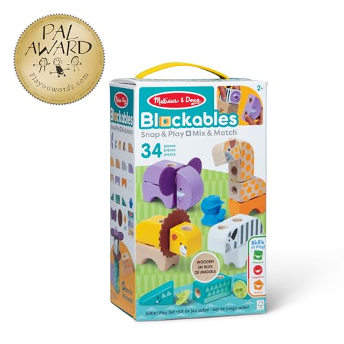 Melissa & Doug Blockables™ Safari Snap and Play, Mix and Match Connectable Wooden Building Blocks Play Set Toy for Preschool Boys and Girls (34 Pcs) image 6