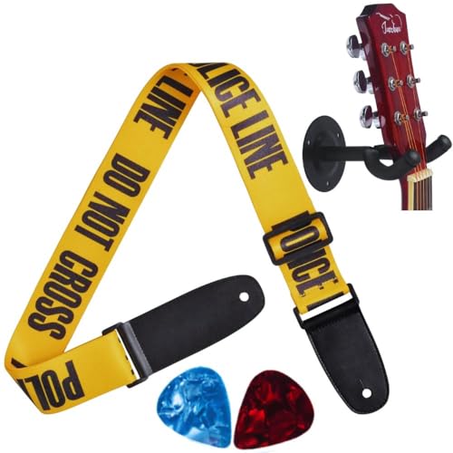 Image of MOCKING BIRD Guitar Belt with guitar wall mount hanger Adjustable Buckle Guitar strap for acoustic Guitar Electric Guitar bass Guitar Hanger with Colourful Plectrum picks
