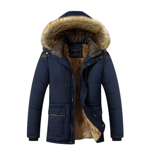Veste en coton chaud pour homme coupe-vent et imperméable avec capuche amovible pour l'hiver