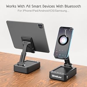 TechGlow Gifts for Men Women Foldable Cellphone Stand with Bluetooth Speaker and Power Bank Birthday Gift Idea for Mom Dad Cool Gadget Tech Gifts TechGlow Gifts for Men Women Foldable Cellphone Stand with Bluetooth Speaker and Power Bank Birthday Gift Idea for Mom Dad Cool Gadget Tech Gifts