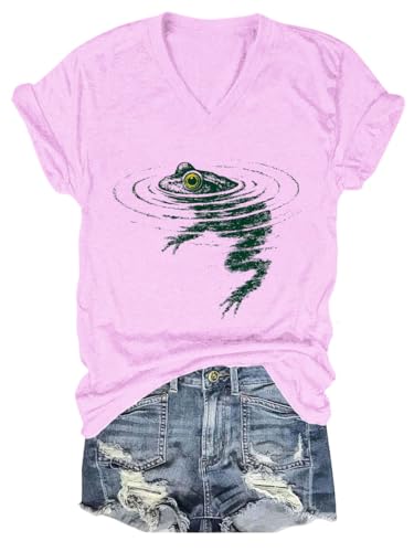 Image of Frog Swimming T-Shirt - Cozy Vintage Swimming Frog Shirt for Women Men