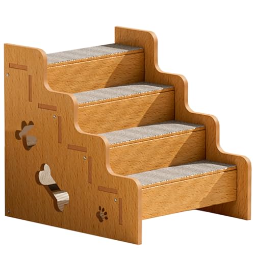 Kmotkste 犬用ステップ 犬用スロープ ペット階段 ドッグステップ 高齢犬&猫対応 ステップ 木製 滑り止め 自然素材 安全設計 簡単組み立て 小型 大型 猫 犬 室内 屋外