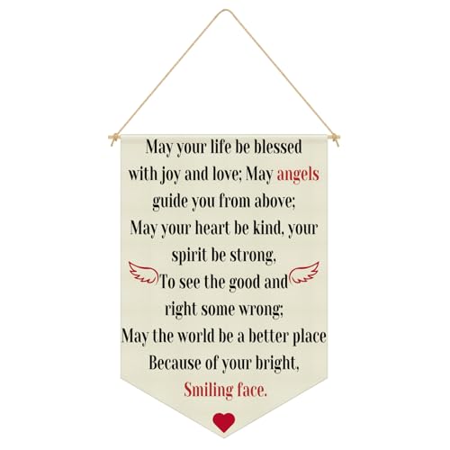 Nursery Wall Art Christian Baptism Gifts for Girls Boys Newborn Hanging Pennant Flag Banner Inspirational Godchild Decor Godchild Baptism Sign for Nursery Playroom Bedroom Linen Cotton Flag