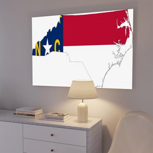 Drapeau de la Caroline du Nord impression sur toile avec cadre à suspendre 50x75 cm