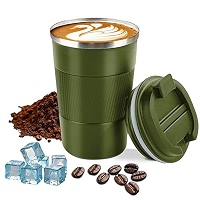 Insulated Travel Coffee Mug - 380ml Leak Proof Stainless Steel Thermos For Hot & Cold Drinks (Black)