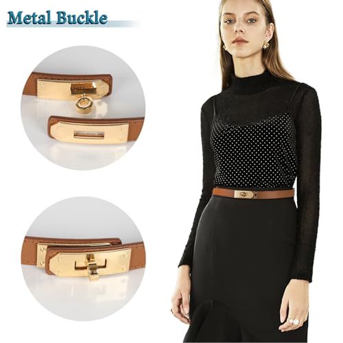 Image of Aurolran Women's Leather Belt with Buckle - Ideal for Dresses, Jeans, and Coats