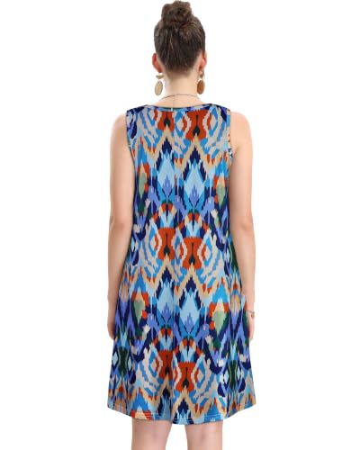 Image of elescat Women's Summer Dresses Casual Sleeveless Loose Sundress with Pocket