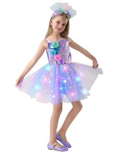 Disfraz de sirena con tutu y luces LED para niña miniatura 3