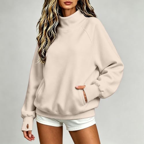 FPMLUXLL Womens Mock Neck Sweatshirt Casual Pullover Sweater with Pockets - image 4
