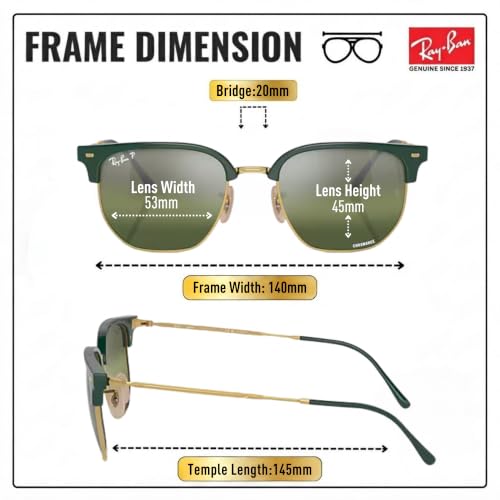Image of Ray-Ban RB4416 NEW CLUBMASTER Squar Shape Sunglasses with Official Kit