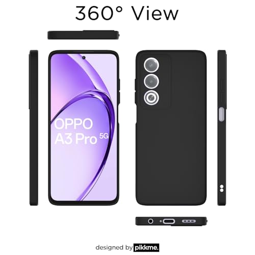 Image of Outlouders Back Cover for Oppo A3 Pro 5G | Camera Protection | Durable Soft Matte Silicone Bumper Case (Black)