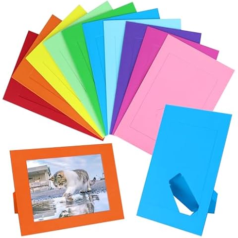 Neworkg 50 Pack Paper Picture Frames 4 x 6 Inches, Cardboard Photo Frames with Easels, DIY Craft Picture Frames for Wall or Table Top (Colorful) Cover