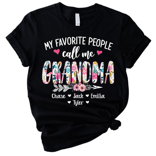 Personalized Grandma Shirt, Custom Mom Nana Mimi Gigi with Kids Name, Gift for Birthday Christmas Valentine Mother's Day3