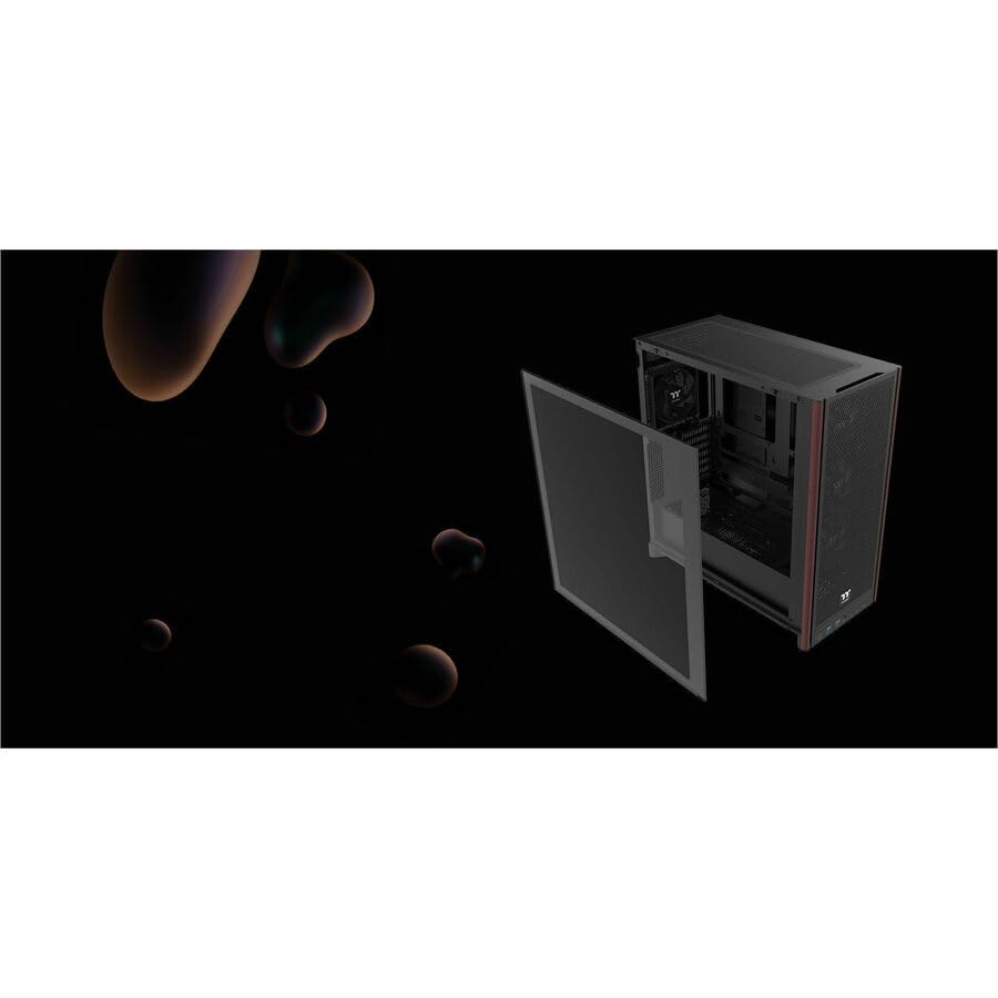 Image of Thermaltake S370 WS; Mid Tower; Wood Front Trim; 4x120mm Fans Included; 410mm GPU Clearance;up to E-ATX; Hidden Connector Support (ATX /mATX); Vertical GPU Support; Black; CA-11J-OOM1WN-00