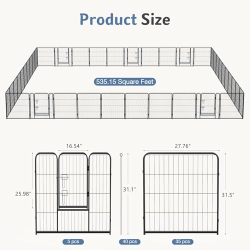 Image of DUMOS Dog Playpen 32 Inch 40 Panels Indoor Outdoor Metal Pet Fence | Foldable Dog Play Pen with Door, Portable Exercise, RV Camping, Puppy Small Medium Dogs