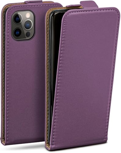 Étui iPhone 12 Pro moex en cuir synthétique violet finition premium avec clapet