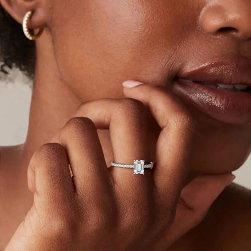 Engagement Rings for Women 2CT 925 Sterling Silver AAAAA Cz Emerald Cut Anniversary Wedding Promise Ring for Her Size 5-94