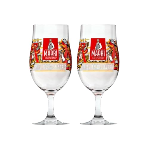 Lauries Pub and Bar Accessories Madri Excepcional Lager Pint Glass Limited Edition Set of 2
