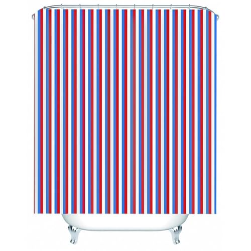 Rideau de bain en polyester imperméable à rayures verticales tricolores - 2