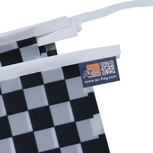 Image of AZ FLAG Checkered Black and white 6 meters BUNTING Flag 20 flags 9'' x 6'' - Car race STRING flags 15 x 21 cm