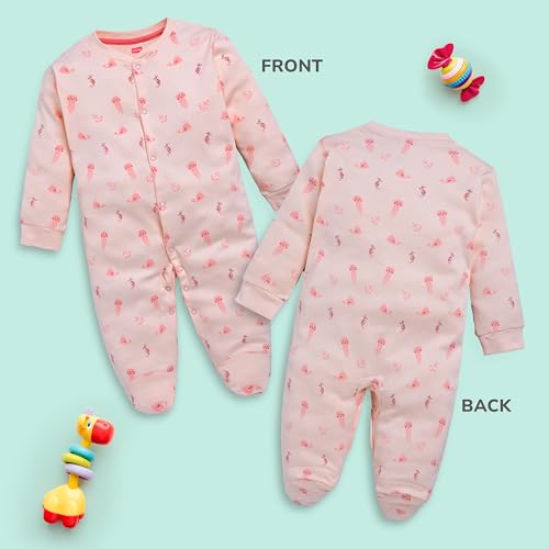 Image of LuvLap Baby Boys and Girls 100% Cotton Full Sleeve Romper /Bodysuit Pack of 3