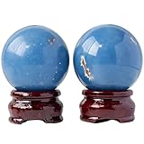 HHCTEBEC Bola de Cristal de Angelita Azul Natural – Esfera Azul Cielo Relajante Pulida para Chakra de la Garganta, comunicación Tranquila, Alivio del estrés, intuición y meditación, Trabajo,45MM
