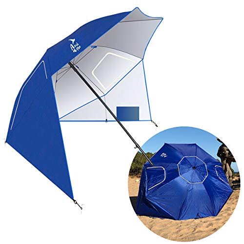 Amiaire Sombrilla de Playa - Sombrilla de Playa de 180 cm diámetro– 3 Posiciones - Protección UV, antiviento y Transpirable de Aluminio- Incluye Bolsa de Viaje.