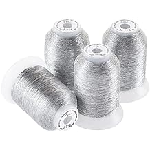 New brothread 4 Silver Metallic Embroidery Machine Thread Kit 500M 550Y Each Spool for Computerized Embroidery and Decorative Sewing