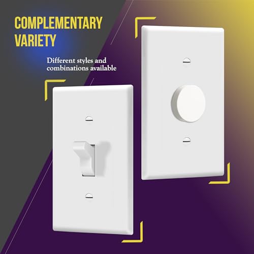 Image of ENERLITES Light Switch Cover Plate, Toggle Wall Plate Cover, Size 1-Gang 4.50 inch x 2.76 inch, Unbreakable Polycarbonate Thermoplastic, 8811-W-5PCS, White (5 Pack)