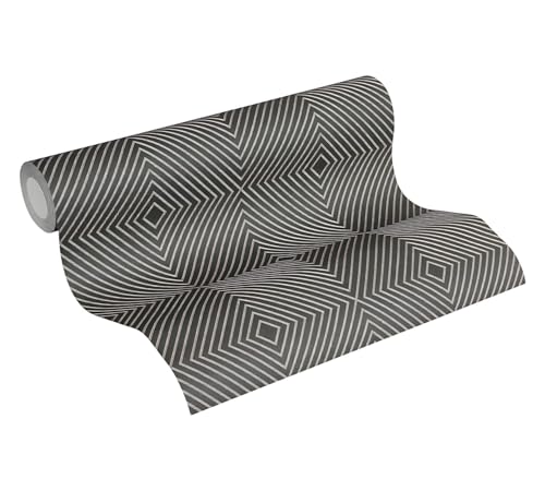 Papier peint géométrique pour masquer les défauts muraux gris - 3