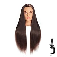 Hairingrid 26\"-28\" Mannequin Head Hair Styling Training Head Manikin Cosmetology Doll Synthetic Fiber Hair and Free Clamp Holder