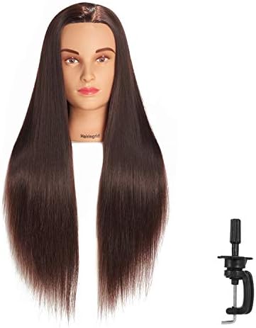 Hairingrid 26"-28" Mannequin Head Hair Styling Training Head Manikin Cosmetology Doll Head Synthetic Fiber Hair and Free Clamp Holder (R71907LB2T420)