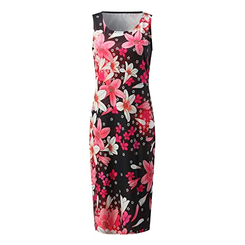 Cnebo Formal Wedding Guest Dresses For Women Women's Sleeveless Cocktail Dresses Elastic High Waist Wedding Guest Evening Hot Pink #TOP2
