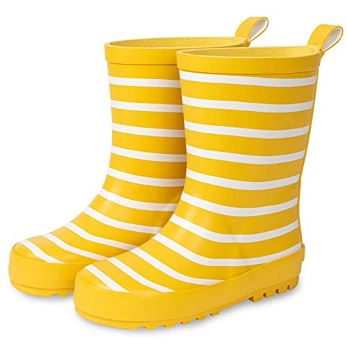 Lakeland Active Children's Pooley Striped Wellington Boots - Yellow - 12 Child UK
